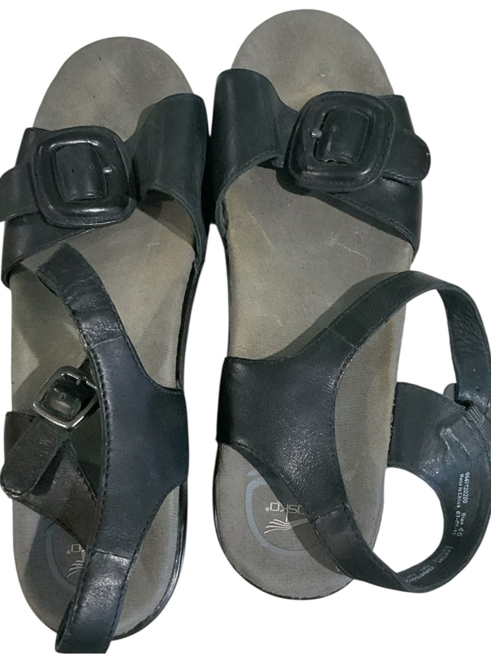 Dansko Sue Sandals Women's 40 / 9.5 Black Leather Comfort Platform Buckle - Picture 5 of 11
